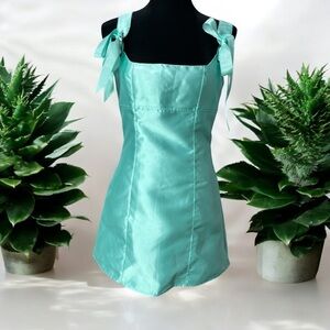 DOLLS KILL PIXIE STARDUST MINI DRESS - AQUA TAFA AQUA MINI DRESS SIZE MEDIUM